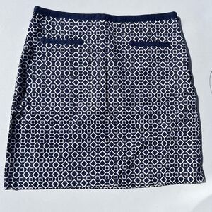 Talbots Navy and White Geometric Skirt